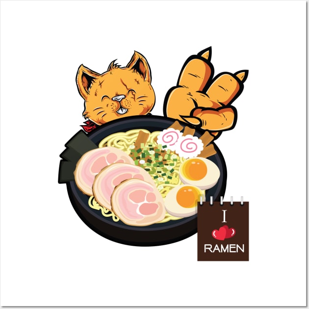 'Kawaii Cat Ramen Life' Cool Japanese Cats Wall Art by ourwackyhome